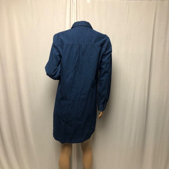 Old Navy Shirt Dress Womens Medium Blue Chambray Partial Button Long Sleeve - Picture 4 of 6